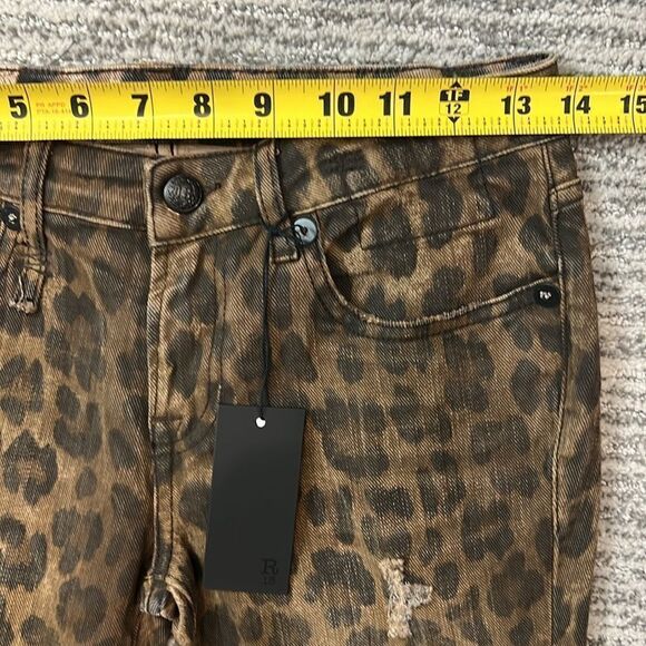 NWT R13 Kate Skinny Distressed Leopard Print Jeans Size 25 - Picture 10 of 15